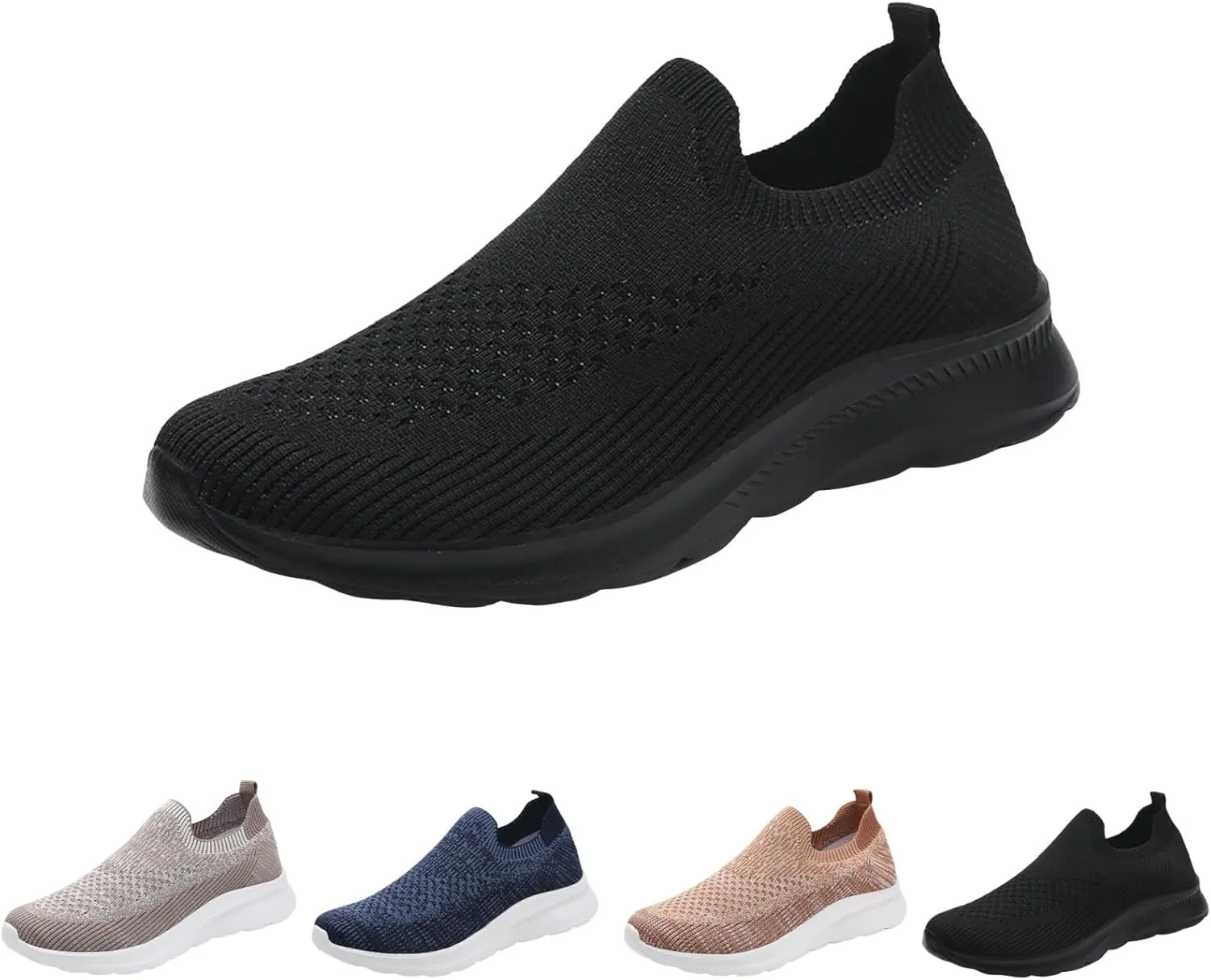 Walking Shoes Women Slip On Knit Mesh Running Sneakers Lightweight Breathable Non-Slip Casual Comfort Sports Shoes