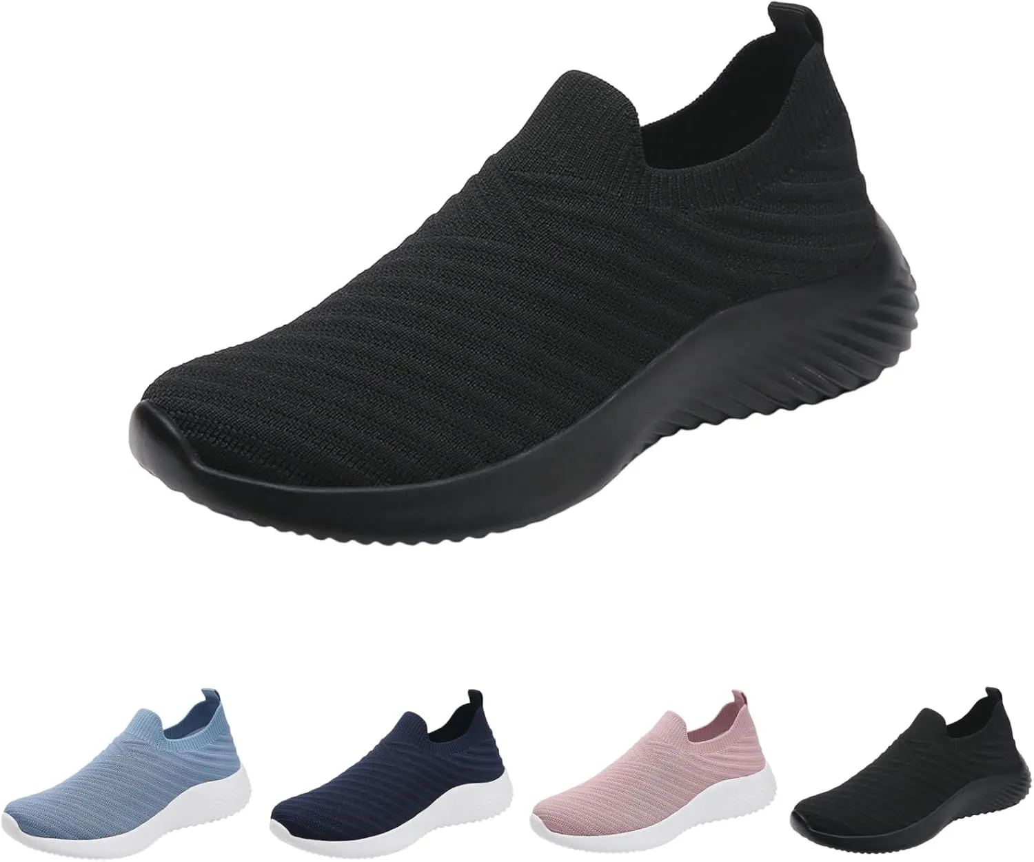 Walking Shoes Women Slip On Knit Mesh Running Sneakers Lightweight Comfort Breathable Sneakers with Arch Support