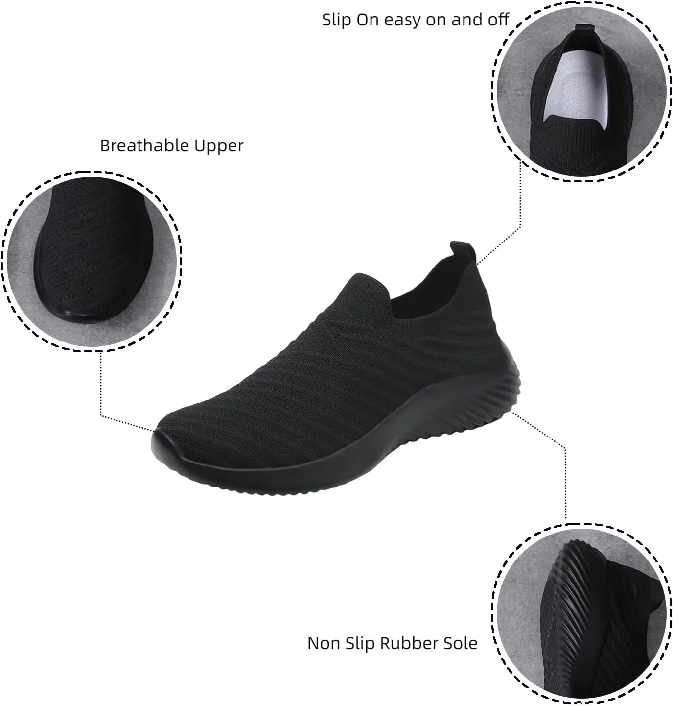 Walking Shoes Women Slip On Knit Mesh Running Sneakers Lightweight Comfort Breathable Sneakers with Arch Support