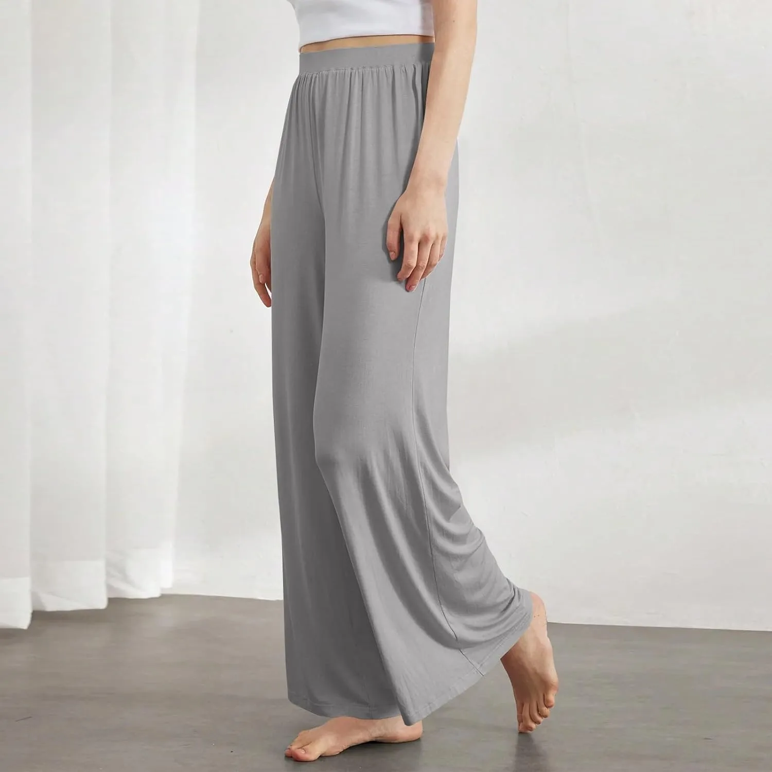 Wide Leg Dress Pants for Women High Waisted Long Pants Plus Size Pleated Pull On Vacation Trousers with Pockets