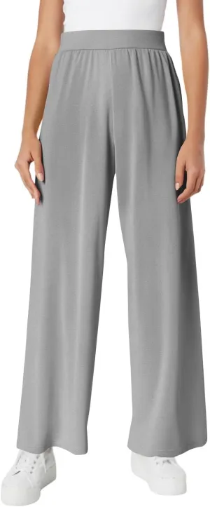 Wide Leg Dress Pants for Women High Waisted Long Pants Plus Size Pleated Pull On Vacation Trousers with Pockets