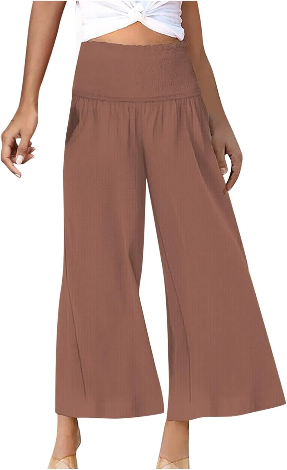 Wide Leg Palazzo Pants for Women High Waisted Flowy Trousers Casual Loose Lounge Pant Summer Wide Leg Palazzo Capris