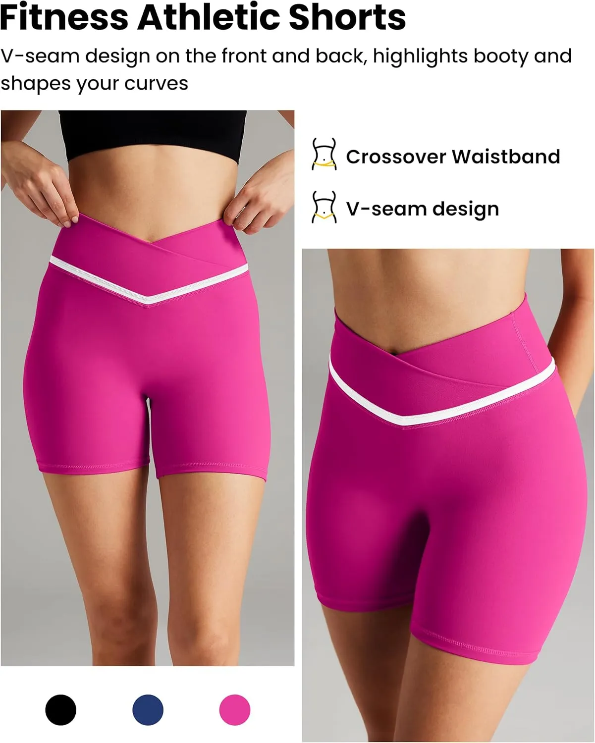 Women Biker Shorts Compression Crossover Seamless Athletic Shorts Running Sportswear