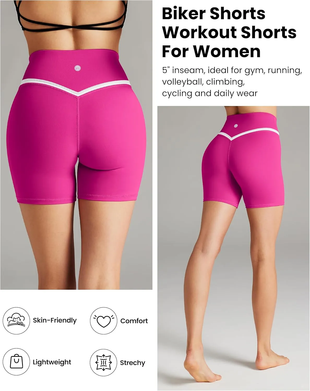 Women Biker Shorts Compression Crossover Seamless Athletic Shorts Running Sportswear