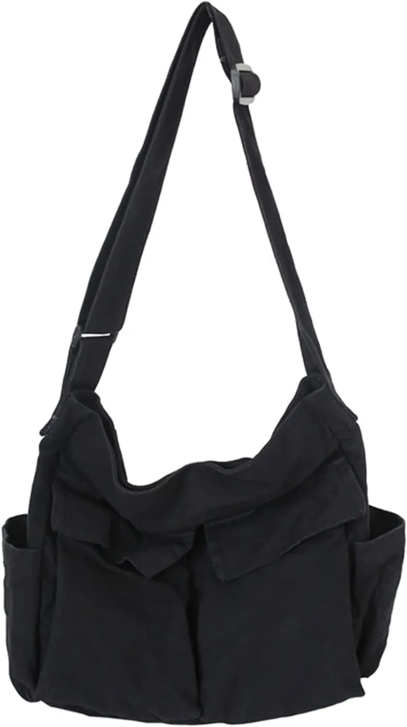 Women Canvas Messenger Bag Large Hobo Bag Canvas Crossbody Shoulder Bag Messenger Tote Bag Handbag