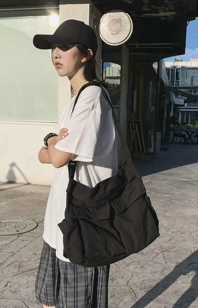 Women Canvas Messenger Bag Large Hobo Bag Canvas Crossbody Shoulder Bag Messenger Tote Bag Handbag