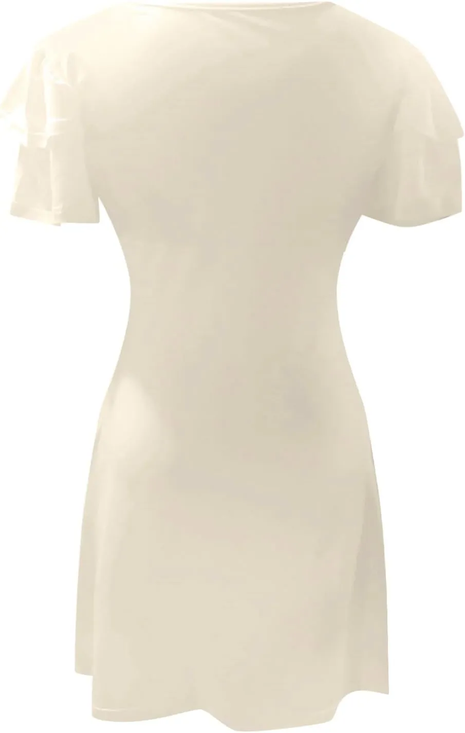 Women Ruffle Sleeve Elegant Wedding Mini Dress 2024 Summer A-Line Beach Dresses High Waisted Slim Sundress with Pocket