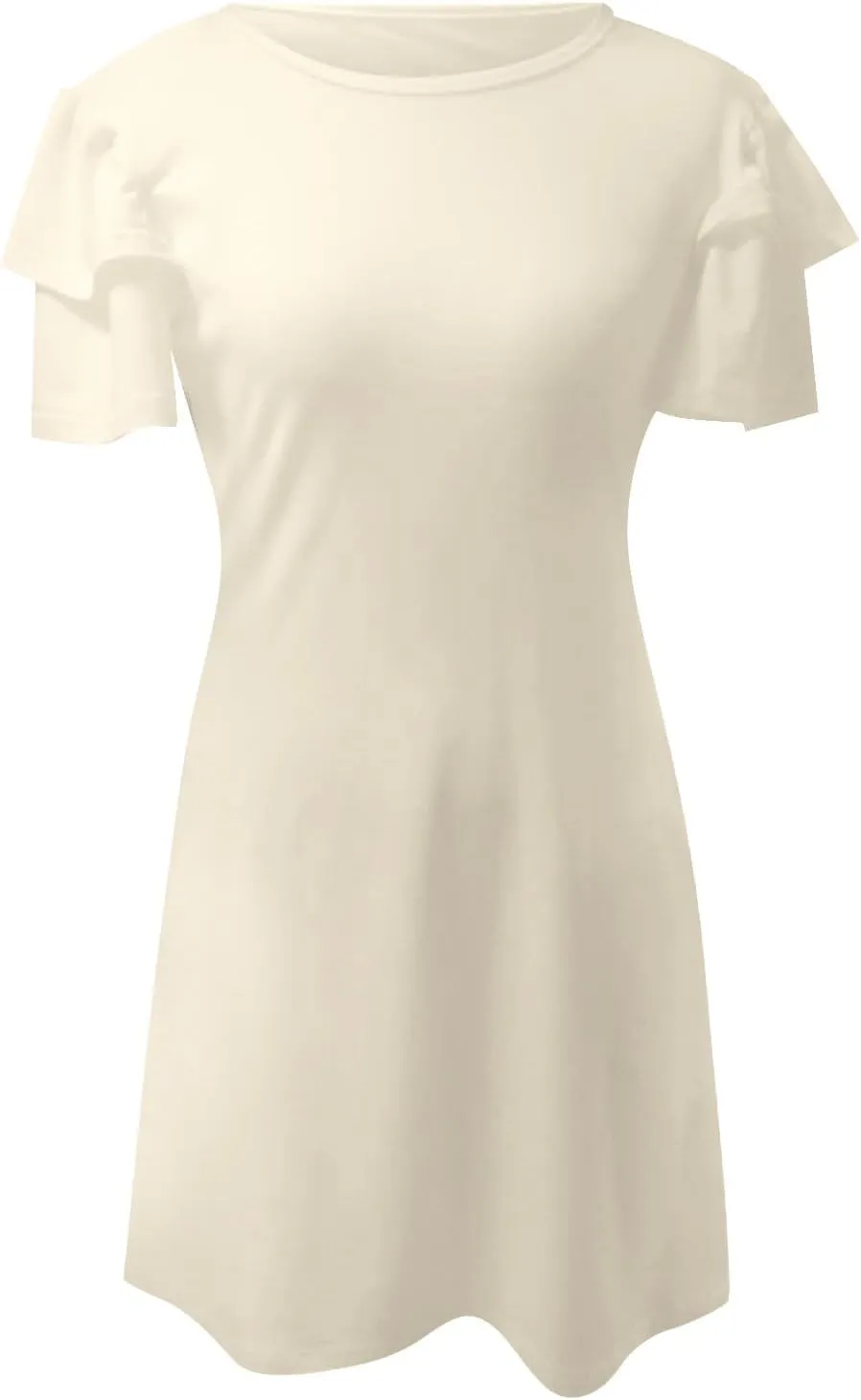 Women Ruffle Sleeve Elegant Wedding Mini Dress 2024 Summer A-Line Beach Dresses High Waisted Slim Sundress with Pocket