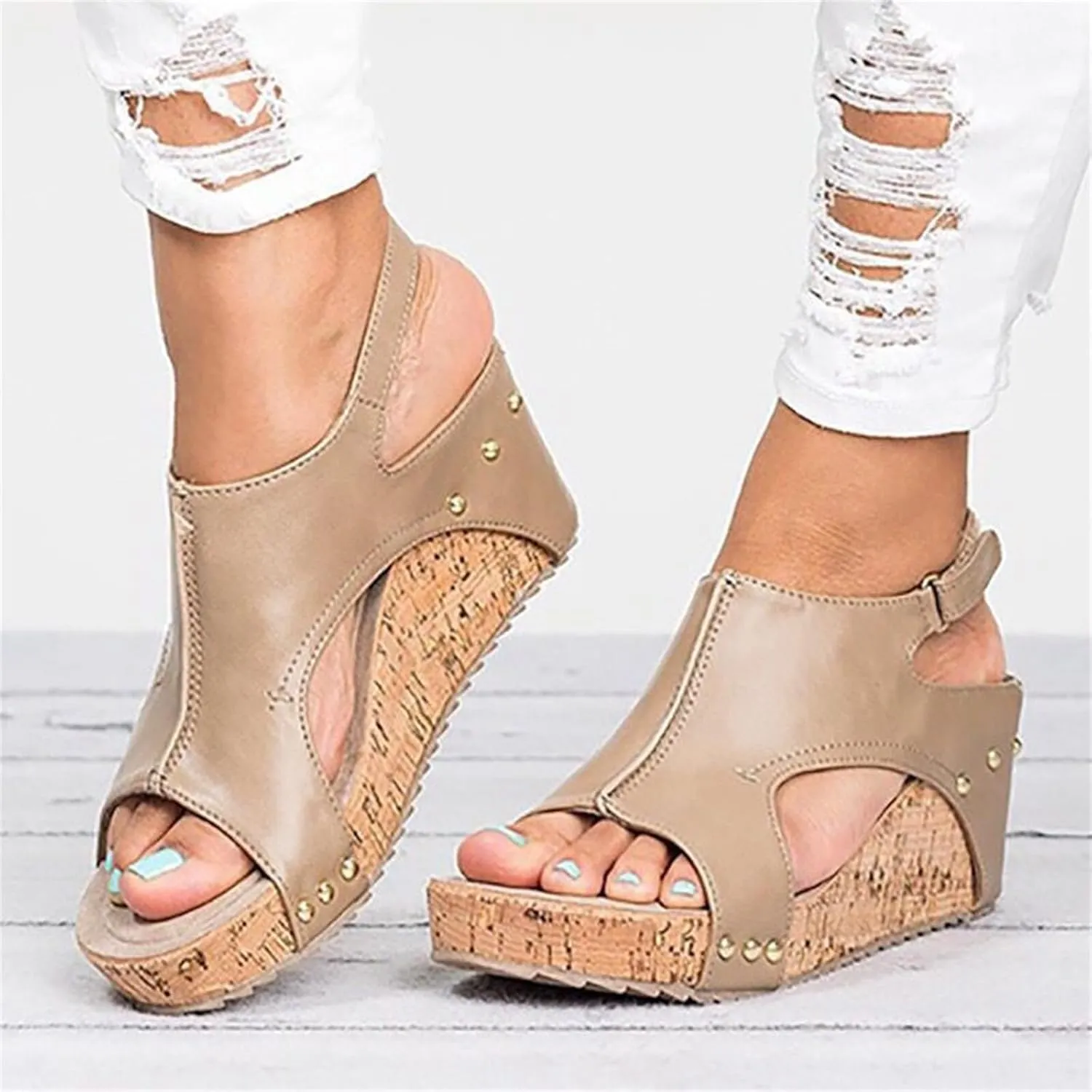 Women Sandals Comfortable Dressy Wedge Platform Sandals Slip on Bohemia Flatform Open Toe Ankle Strap Summer Dress Shoes