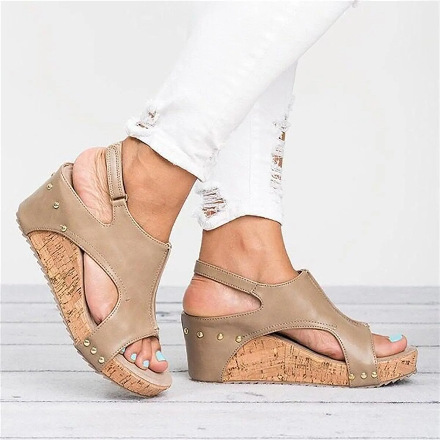 Women Sandals Comfortable Dressy Wedge Platform Sandals Slip on Bohemia Flatform Open Toe Ankle Strap Summer Dress Shoes