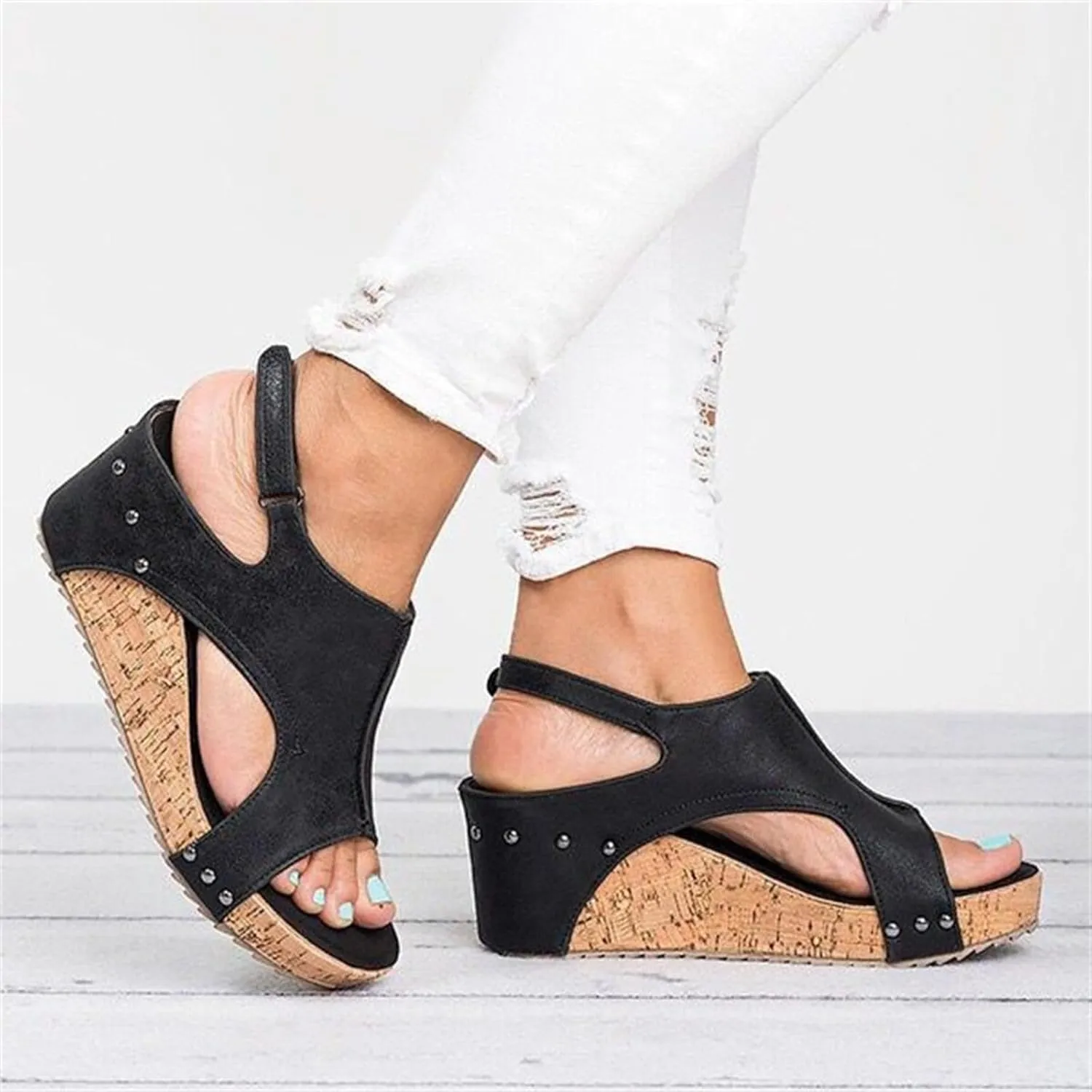 Women Sandals Comfortable Dressy Wedge Platform Sandals Slip on Bohemia Flatform Open Toe Ankle Strap Summer Dress Shoes