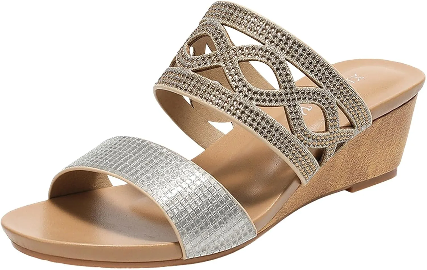 Women Shoes with Rhinestones Fashionable Wedge Heels and Comfortable Sandals Slippers for Women
