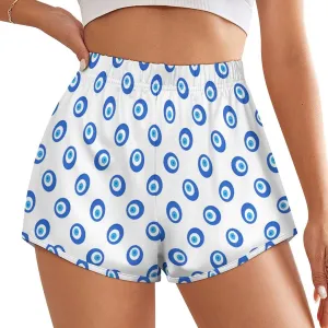 Women's Athletic Shorts High Waisted Running Shorts Many Evil Eye Elastic Workout Shorts