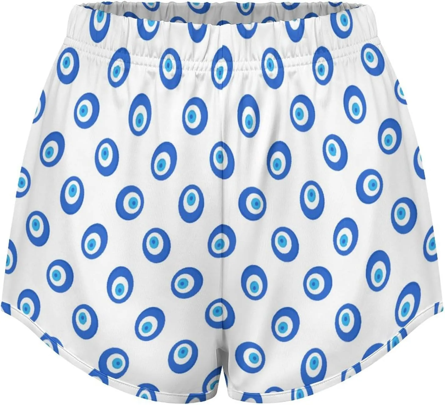 Women's Athletic Shorts High Waisted Running Shorts Many Evil Eye Elastic Workout Shorts