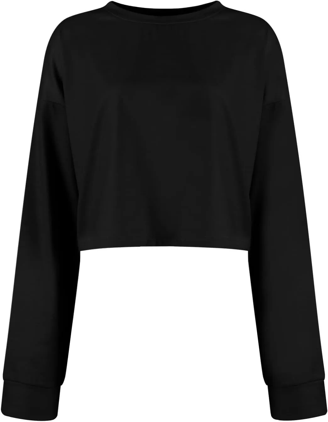 Womens Cropped Sweatshirt Long Sleeve Crewneck Oversized Sweater Tops Casual Comfy Loose Tunic Pullover Preppy Clothes