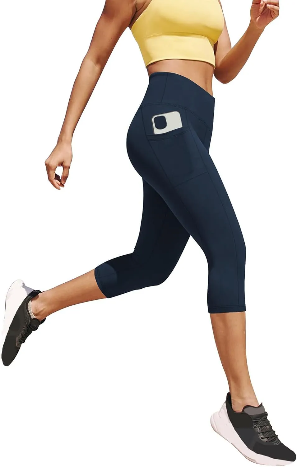 Women's Cropped Trousers Ladies 3/4 Cropped Pants Ladies High Waist Leggings Stretch Fit Yoga Pant Summer