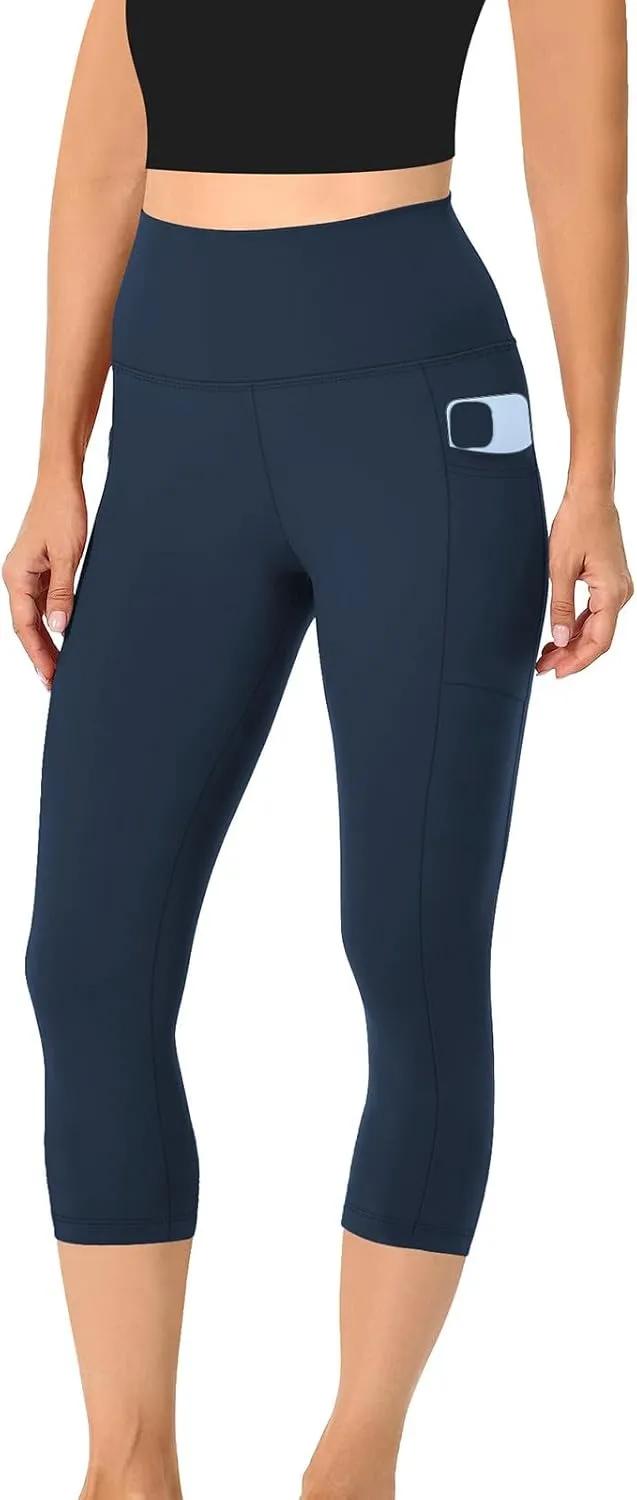 Women's Cropped Trousers Ladies 3/4 Cropped Pants Ladies High Waist Leggings Stretch Fit Yoga Pant Summer