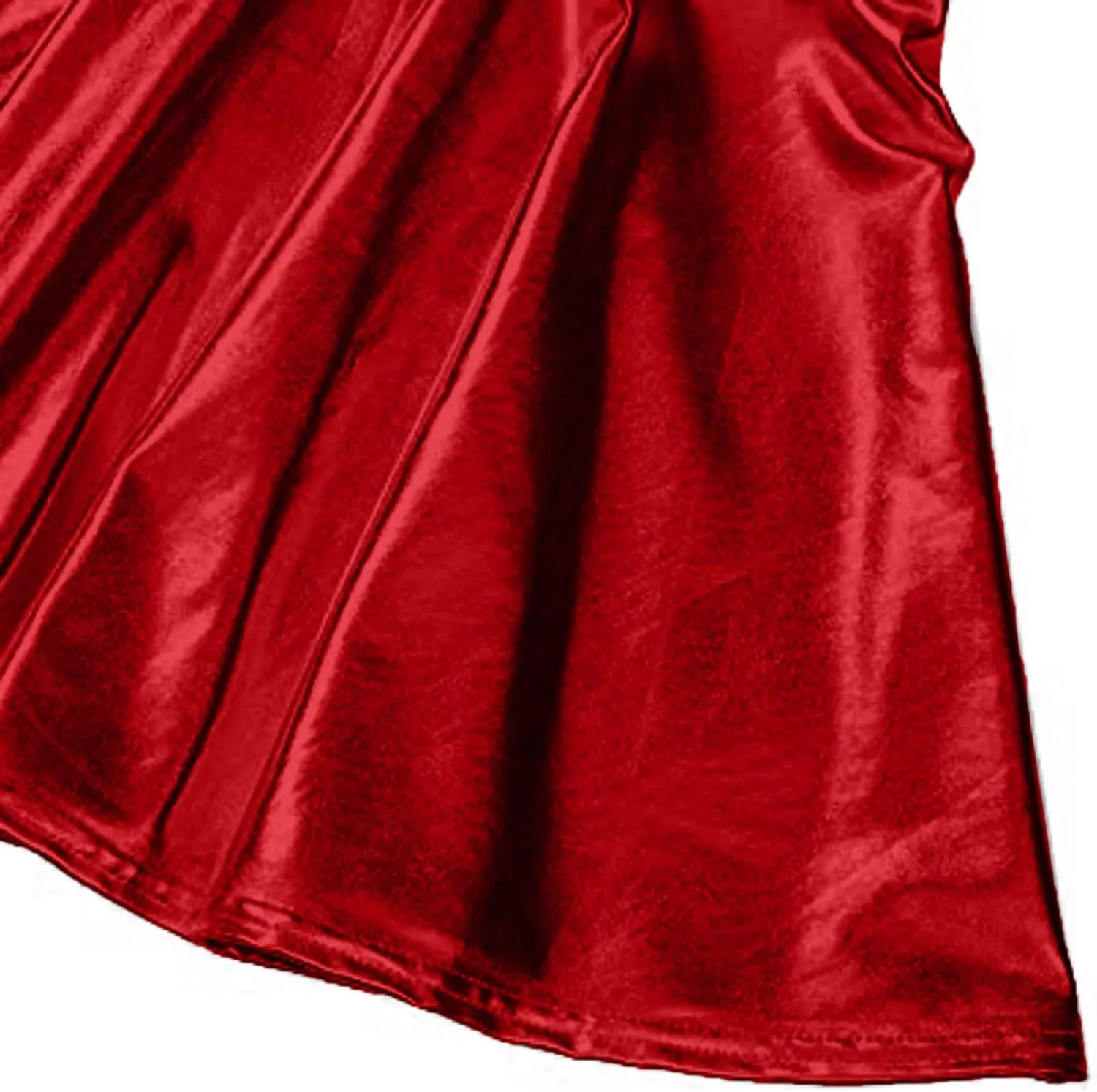 Women's Fashion High Waist Pleated Solid Color Short Skirt Loose Skirt Metallic Skater Skirt Sparkly Shiny Flared