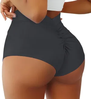 Women's High Waist Swimsuits Booty Shorts V Back Butt Lifting Cheeky Bikinis Bottoms Scrunch Gym Workout Hot Shorts