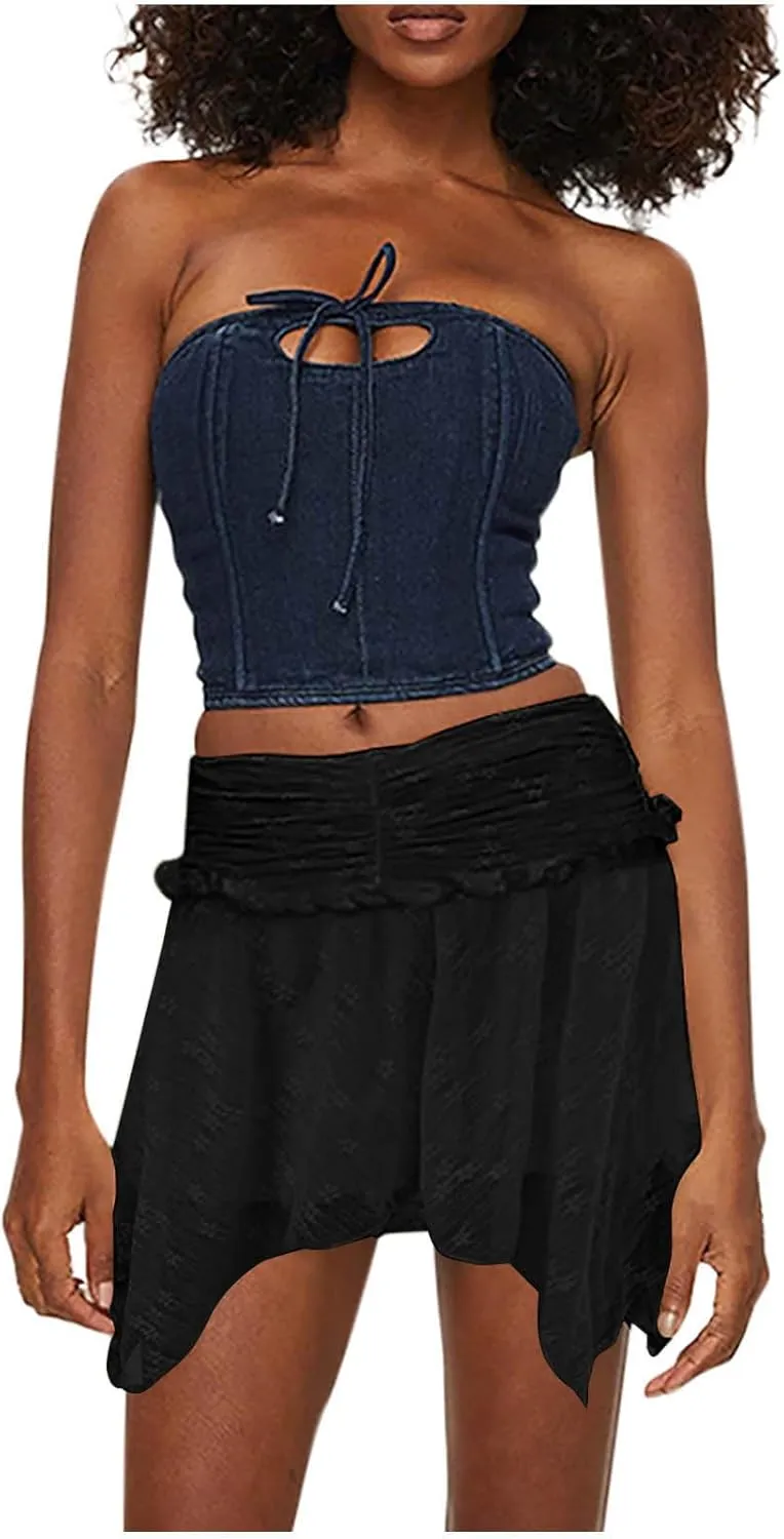 Womens Loose Fit Skorts for Women Lace Plain Mini Petite Skirts 2025 Fashion Y2K