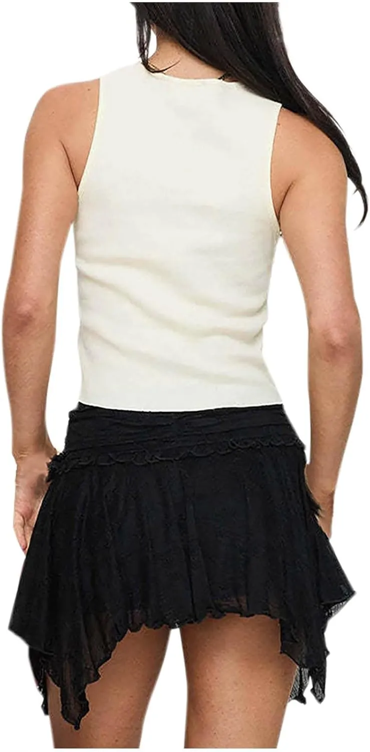 Womens Loose Fit Skorts for Women Lace Plain Mini Petite Skirts 2025 Fashion Y2K