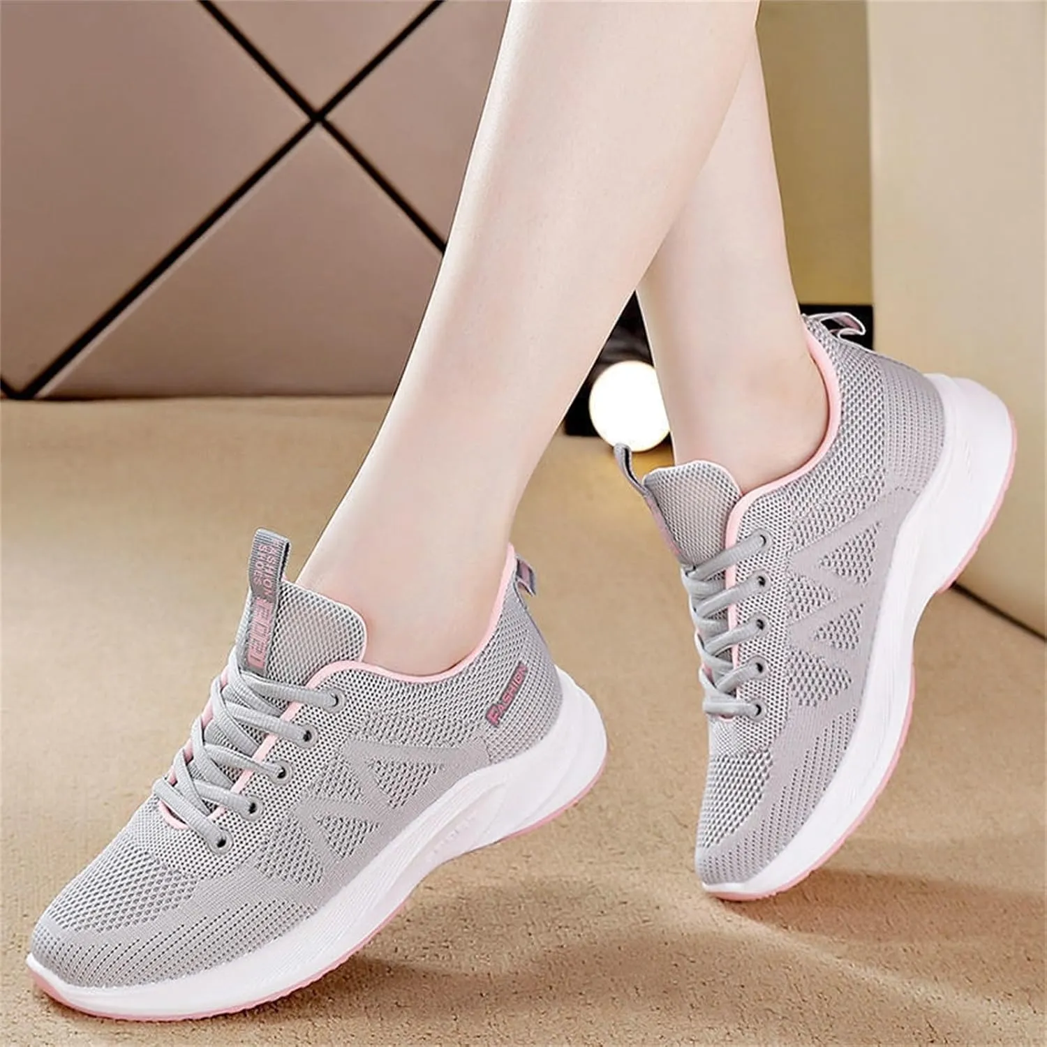 Womens Orthopedic Bowling Shoes Comfortable Universal Slide Soles Light-Weight Mesh Athletic Slip on Sneakers