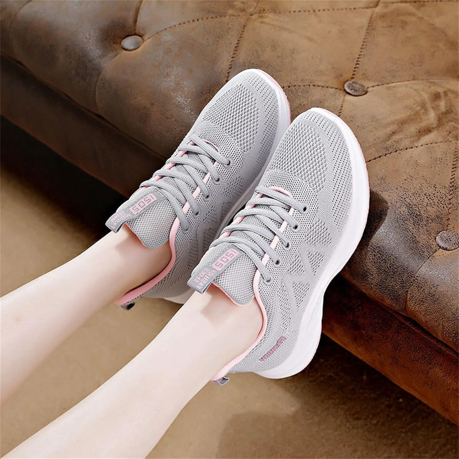 Womens Orthopedic Bowling Shoes Comfortable Universal Slide Soles Light-Weight Mesh Athletic Slip on Sneakers
