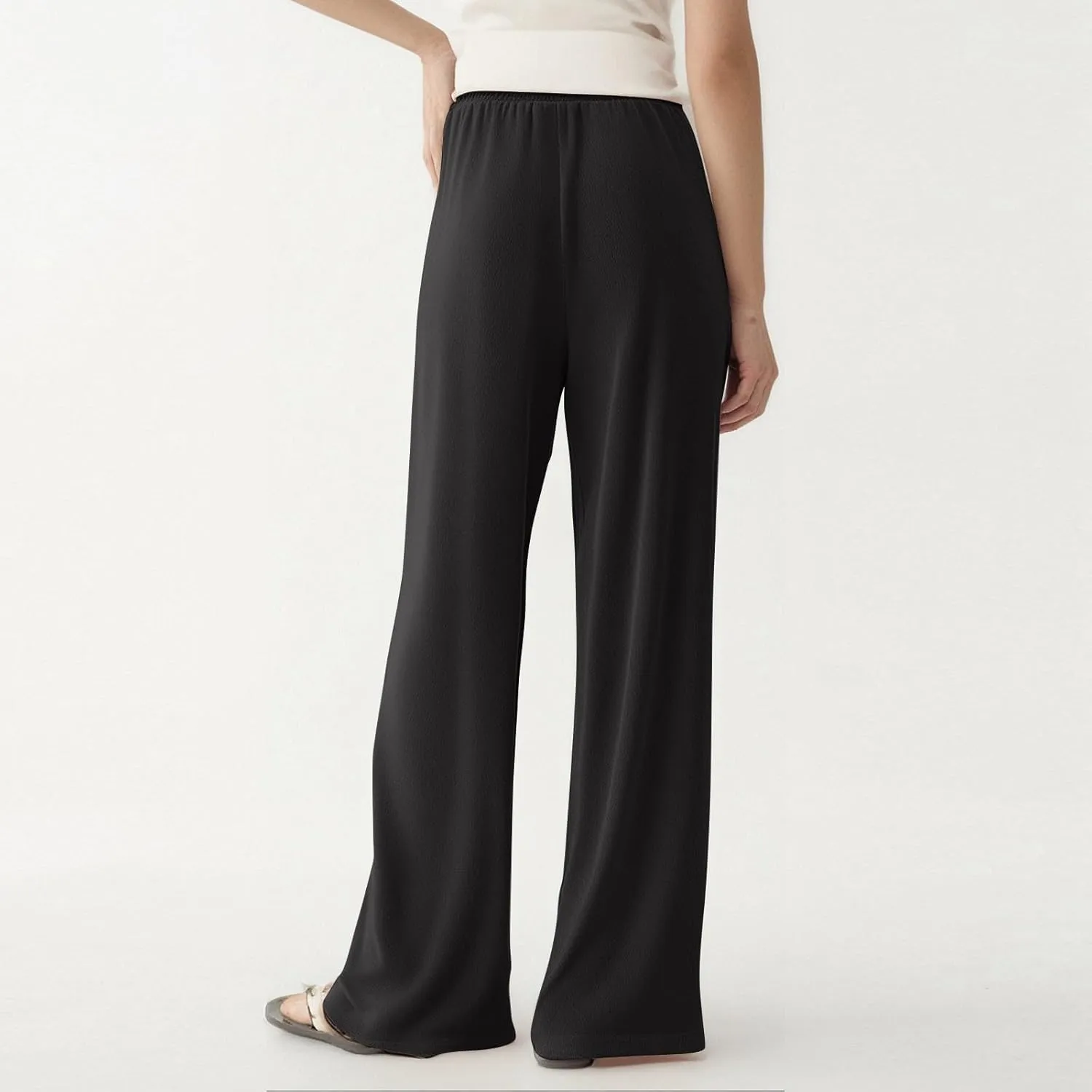Women's Pants Wide Leg High Waisted Trousers Dressy Casual Drawstring Pleated Pull On Vacation Pants