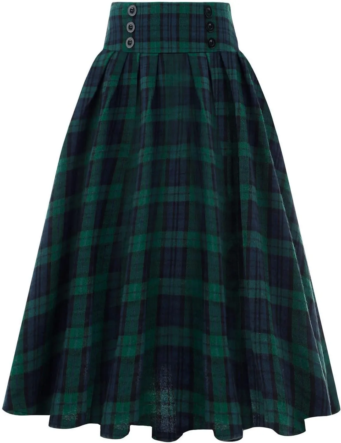 Womens Plaid Skirt for Womens High Waist Aline Pleated Midi Skirts Vintage Skirts A Line Pleated Skirt