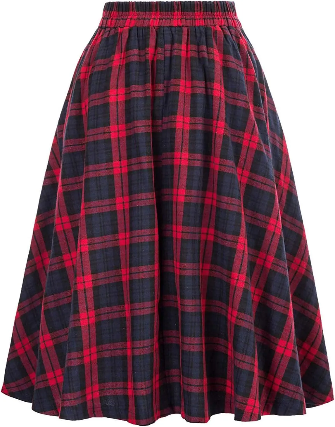 Womens Plaid Skirt for Womens High Waist Aline Pleated Midi Skirts Vintage Skirts A Line Pleated Skirt