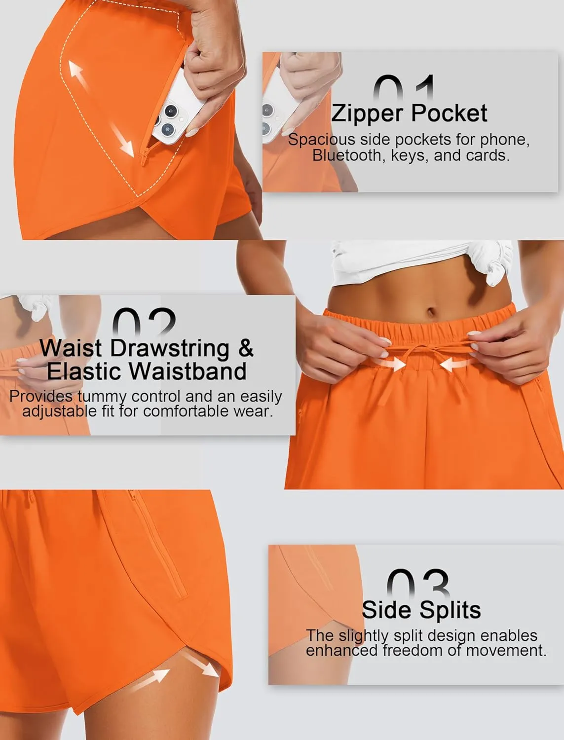 Women's Running Shorts High Waisted Quick Dry Athletic Shorts Sports Workout Gym Track Drawstring Shorts with Pockets