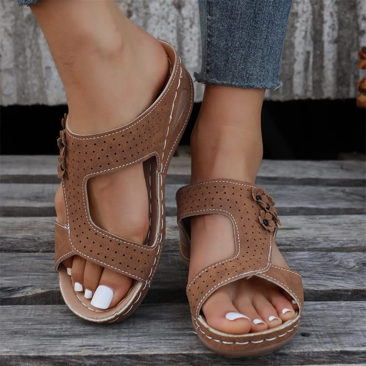 Women's Sandals Comfortable Cute Orthotic Slides Orthopedic Slippers Dressy Summer Beach Walking Flip Flops with Arch Support