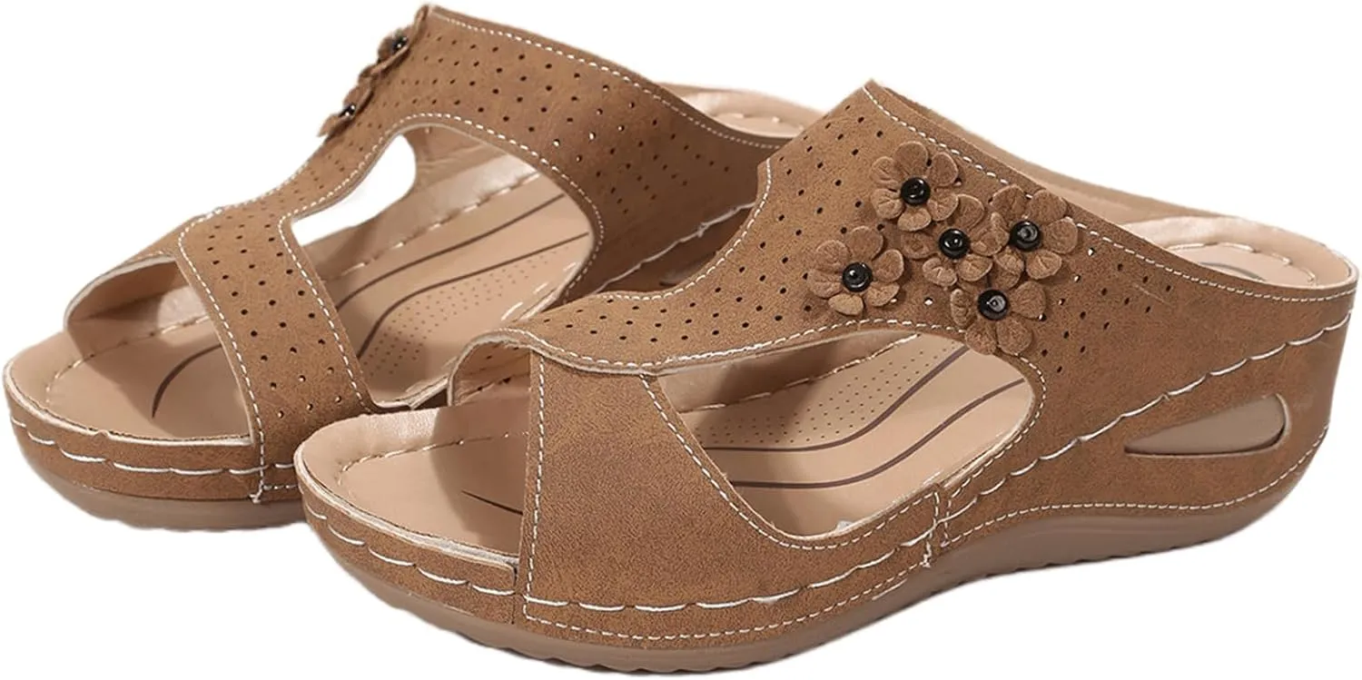 Women's Sandals Comfortable Cute Orthotic Slides Orthopedic Slippers Dressy Summer Beach Walking Flip Flops with Arch Support