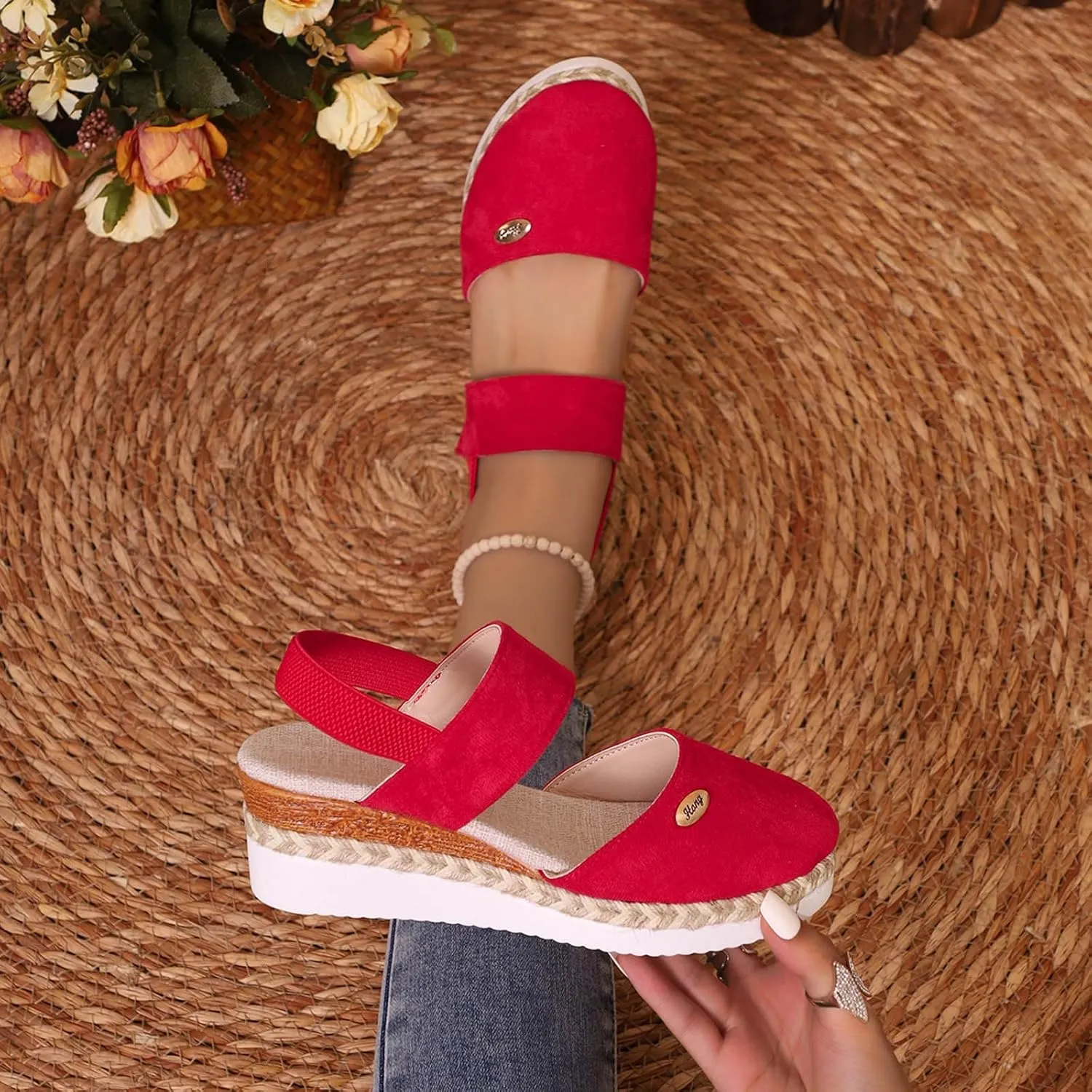 Women's Shoes Wedge High Heel Sandals Solid Color Fashion Sandals