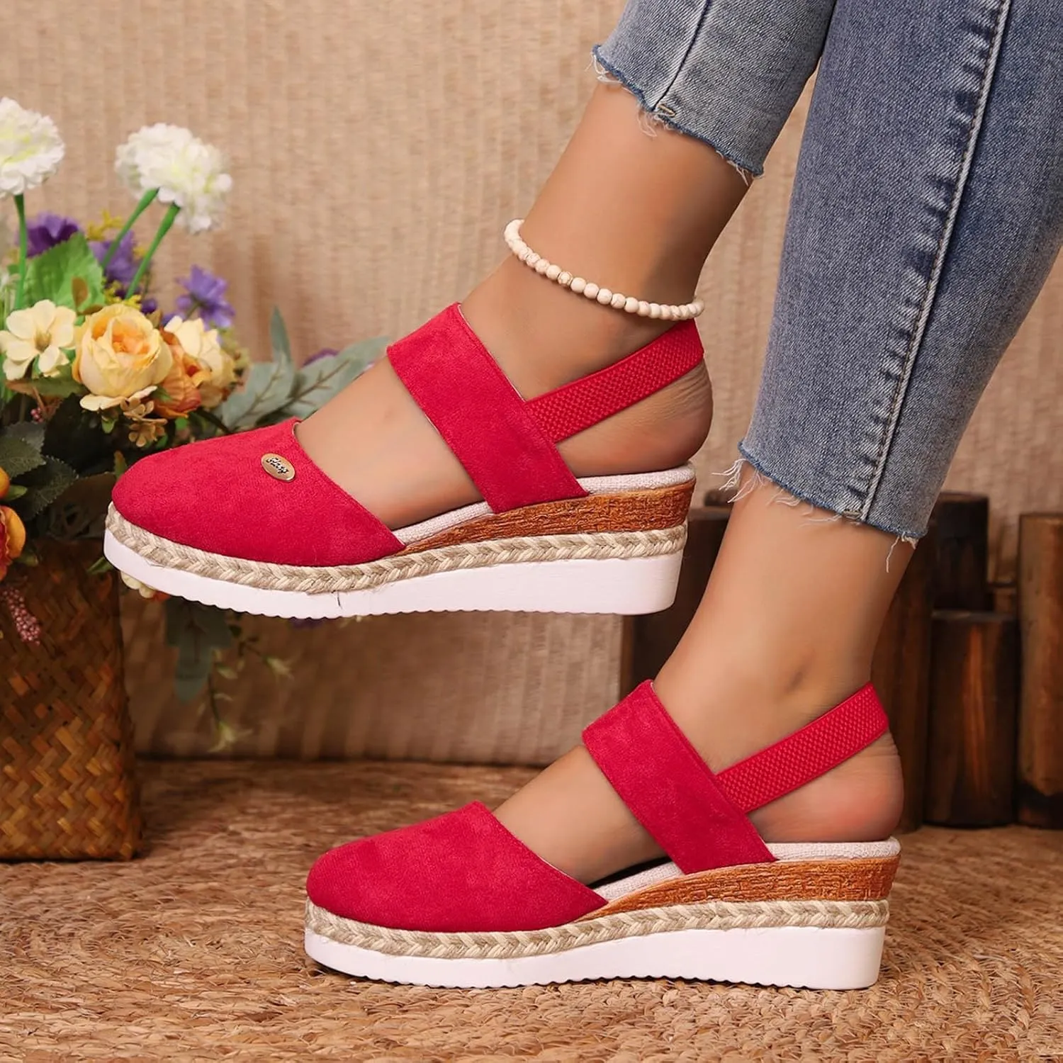 Women's Shoes Wedge High Heel Sandals Solid Color Fashion Sandals