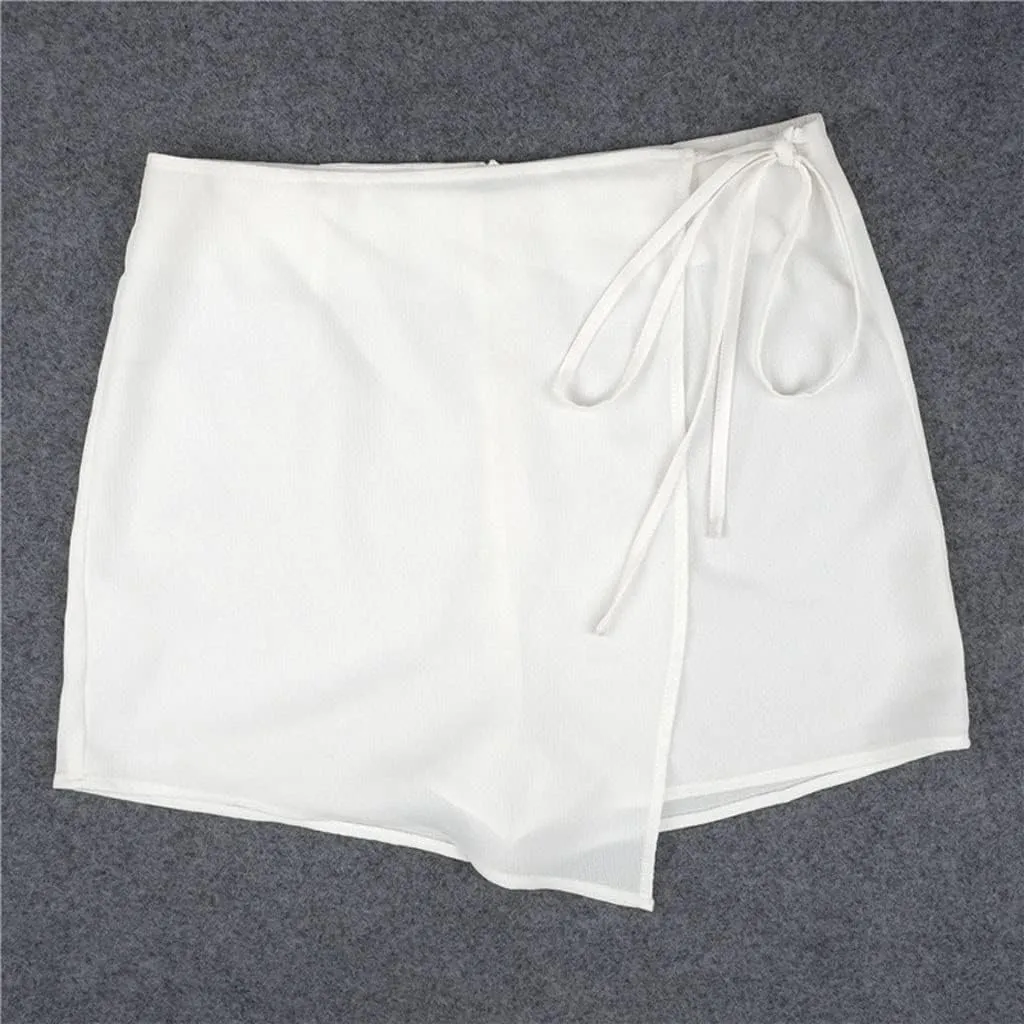 Womens Skorts Shorts Skirt High Waisted Casual Irregular Flanging Wrap Culottes Wool Skirt