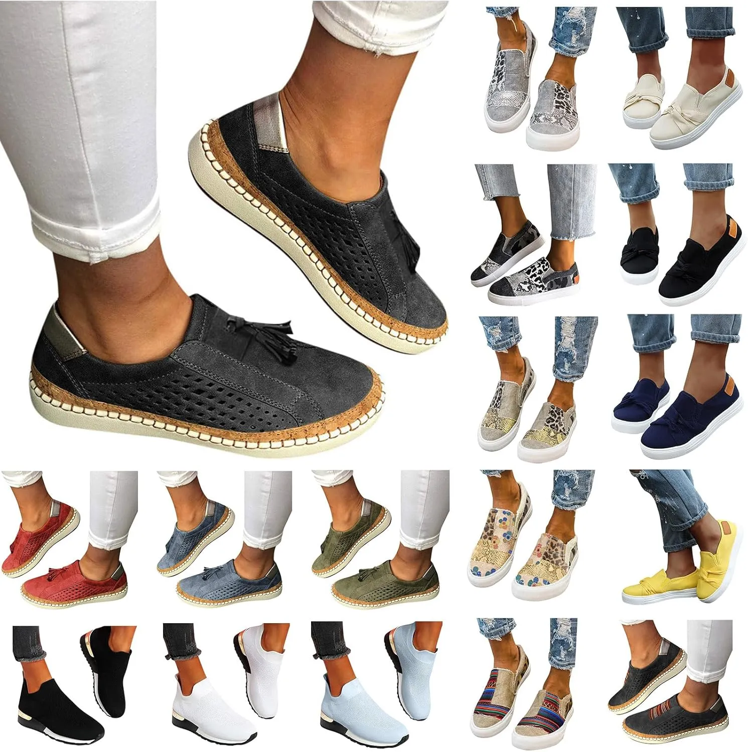 Womens Sneakers Non Slip Work Shoes Women Lightweight Breathable Knit Mesh Sock Flats Fashion Non Slip Workout Shoes for Hike Walk Yoga Dance Outdoors