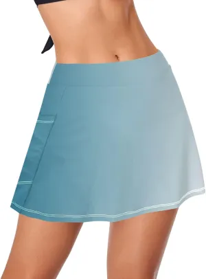 Womens Swim Skirts High Waisted Skirted Swim Bottoms for Women Swim Skorts Built in Shorts Period Swim Bottoms