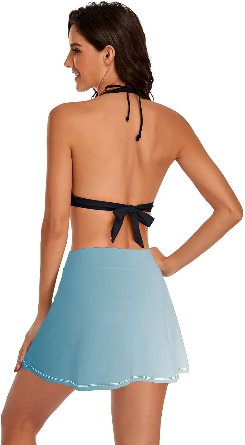 Womens Swim Skirts High Waisted Skirted Swim Bottoms for Women Swim Skorts Built in Shorts Period Swim Bottoms