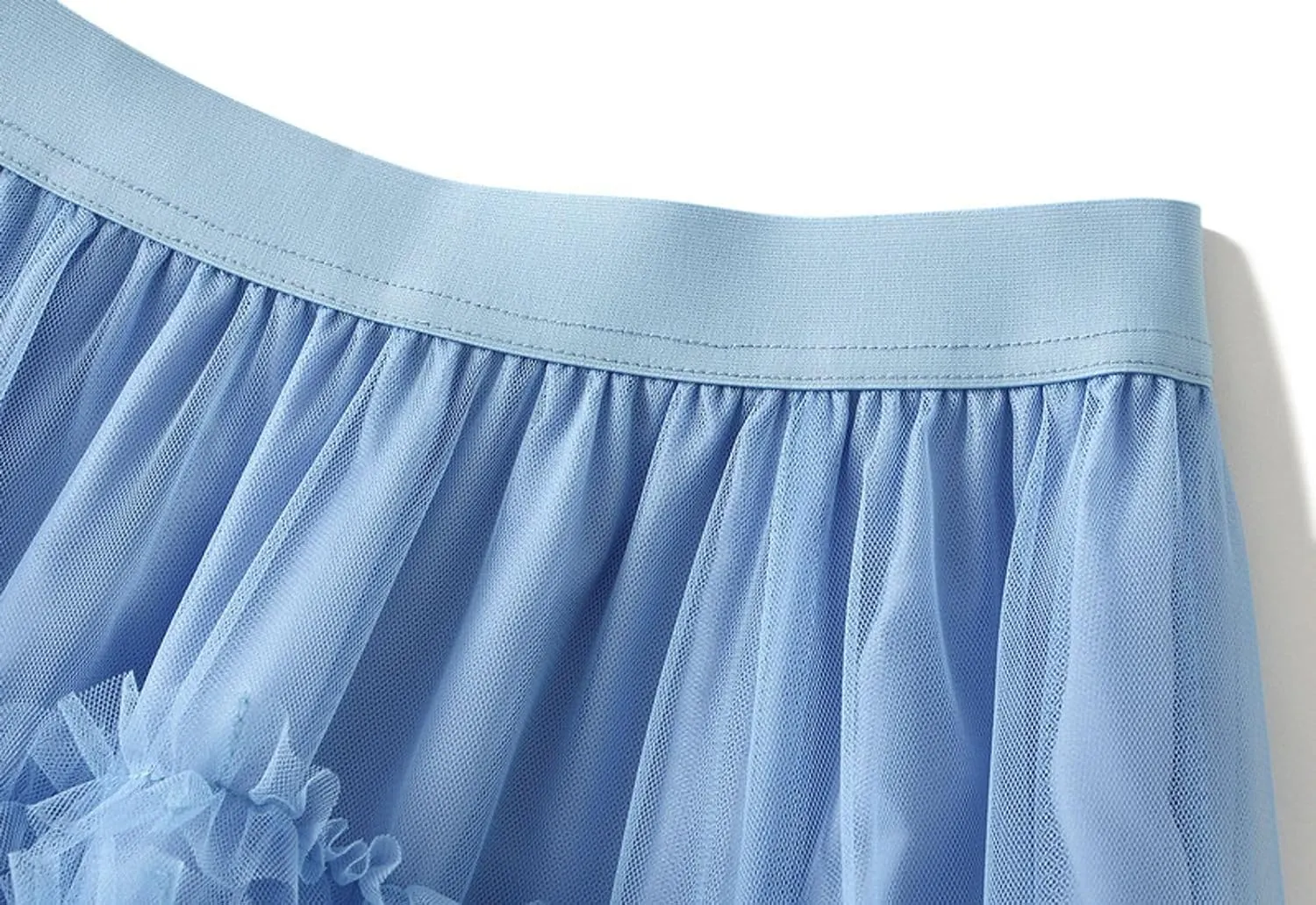 Women's Tulle Skirts Long Fairy Skirt Tiered Ruffles Tutu Puffy Skirt Elastic High Waist A-line Flowy Midi Long Skirt