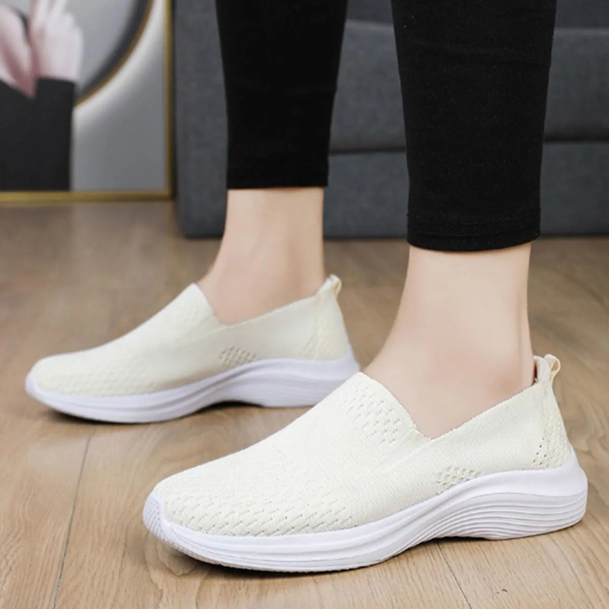 Womens Walking Shoes Casual Slip-on Walking Tennis Shoes Comfortable Workout Gym Running Sneaker Pull-on Daily Shoes Soft Sole Orthopedic Shoes