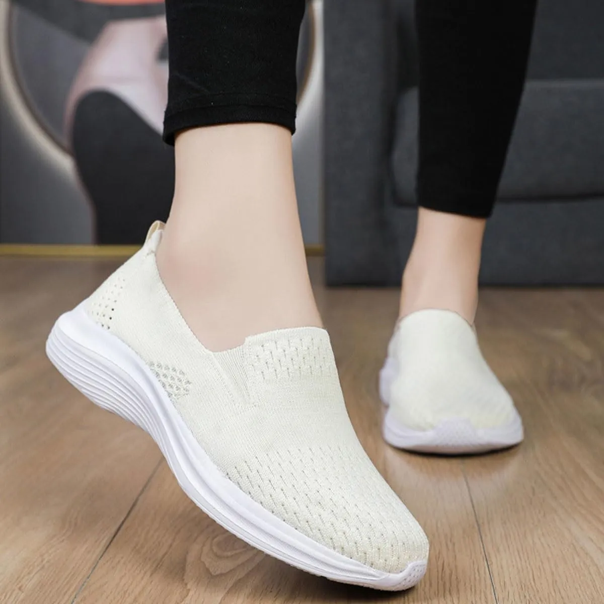 Womens Walking Shoes Casual Slip-on Walking Tennis Shoes Comfortable Workout Gym Running Sneaker Pull-on Daily Shoes Soft Sole Orthopedic Shoes