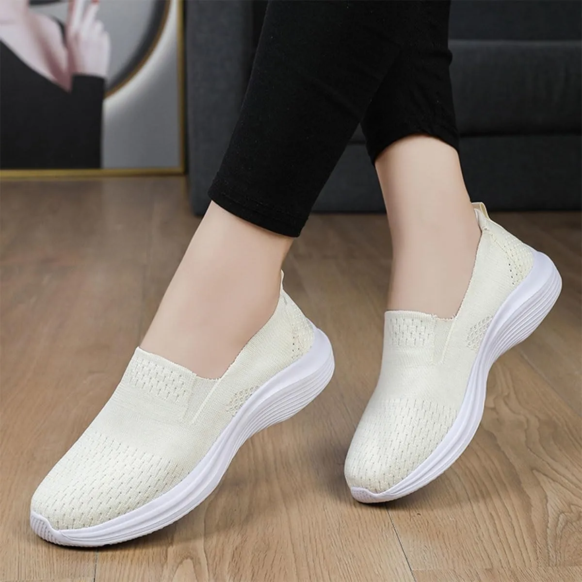 Womens Walking Shoes Casual Slip-on Walking Tennis Shoes Comfortable Workout Gym Running Sneaker Pull-on Daily Shoes Soft Sole Orthopedic Shoes