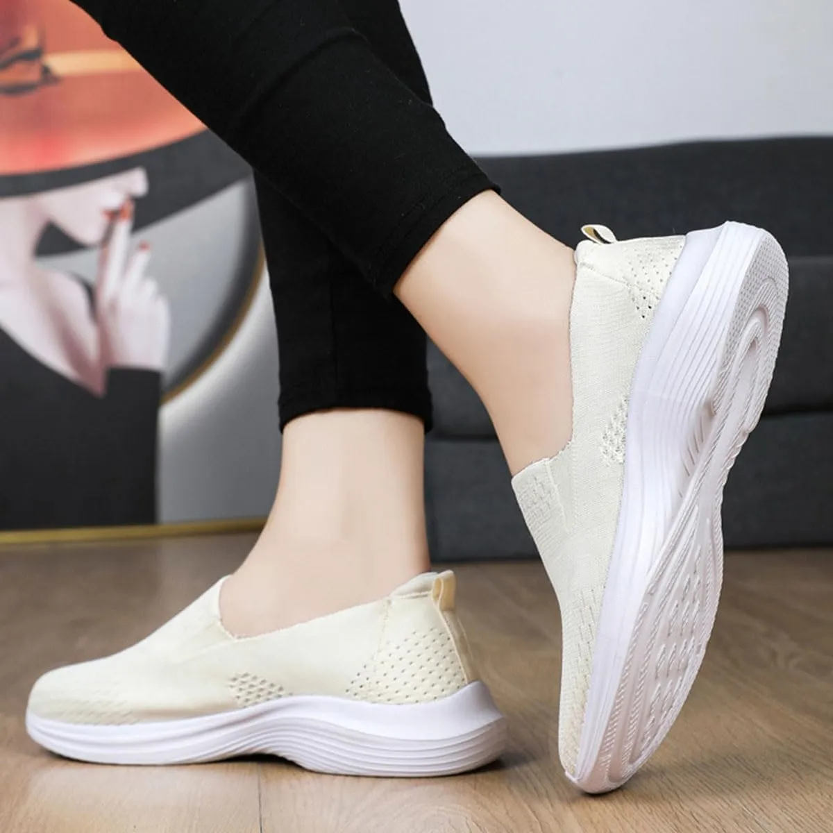 Womens Walking Shoes Casual Slip-on Walking Tennis Shoes Comfortable Workout Gym Running Sneaker Pull-on Daily Shoes Soft Sole Orthopedic Shoes