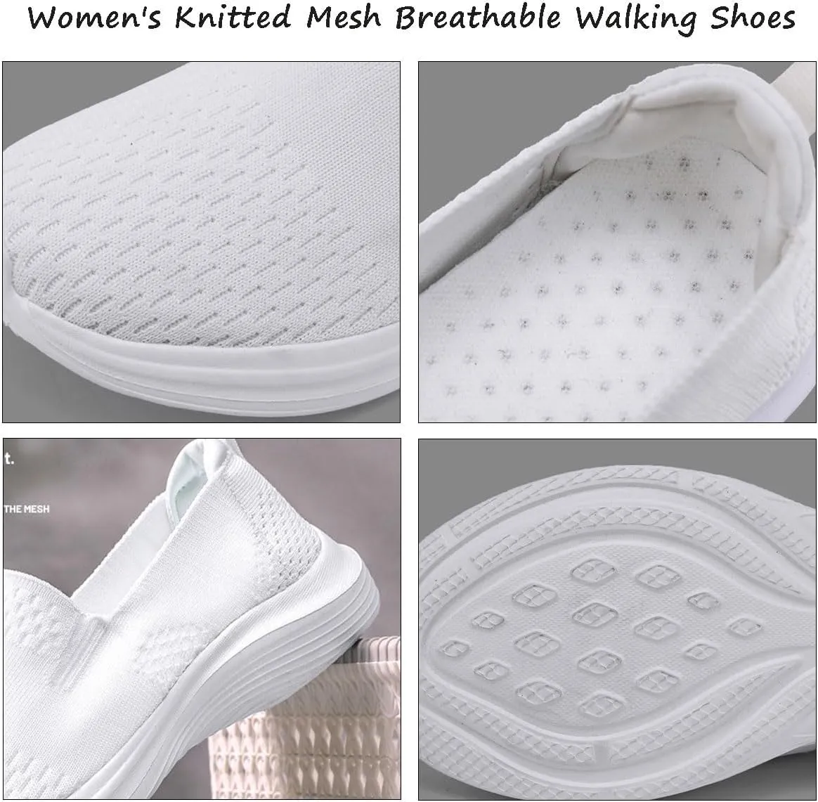 Womens Walking Shoes Casual Slip-on Walking Tennis Shoes Comfortable Workout Gym Running Sneaker Pull-on Daily Shoes Soft Sole Orthopedic Shoes