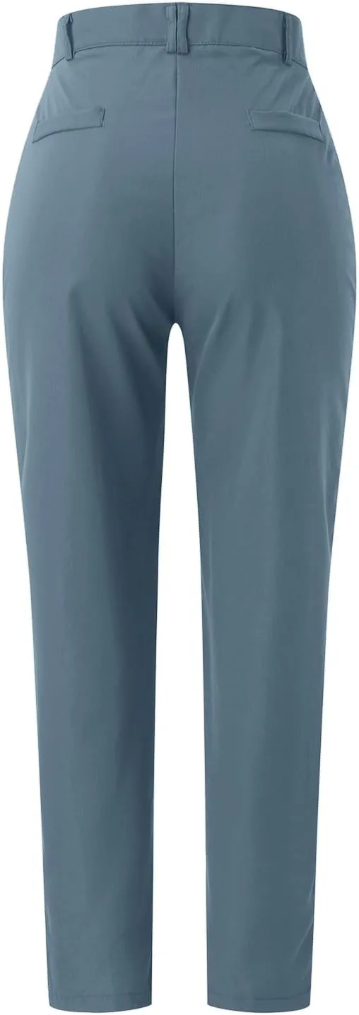 Work Pants for Women High Waist Straight Leg Stretchy Business Office Dressy Casual Trousers Slacks with Pockets