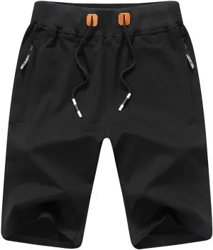WUAI Drawstring Shorts for Men Casual Comfy Workout Shorts Elastic Waist Summer Beach Shorts Quick Dry Athletic Gym Shorts