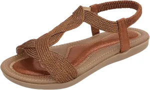 Yoga Mat Comfortable Flat Sandal for Women Dressy Shoes with Hook & Loop Strap Fashion Bow Flats for Women