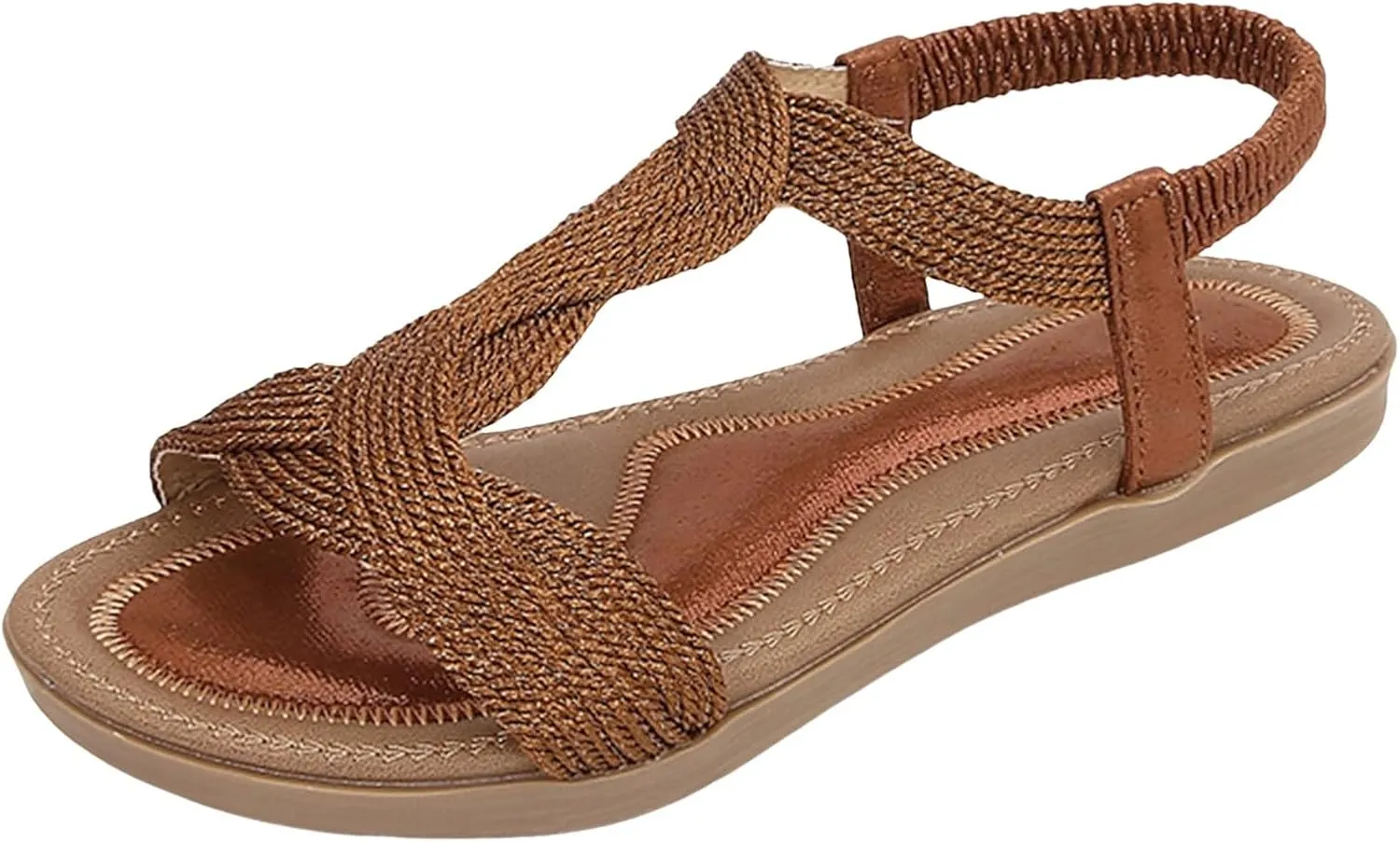 Yoga Mat Comfortable Flat Sandal for Women Dressy Shoes with Hook & Loop Strap Fashion Bow Flats for Women