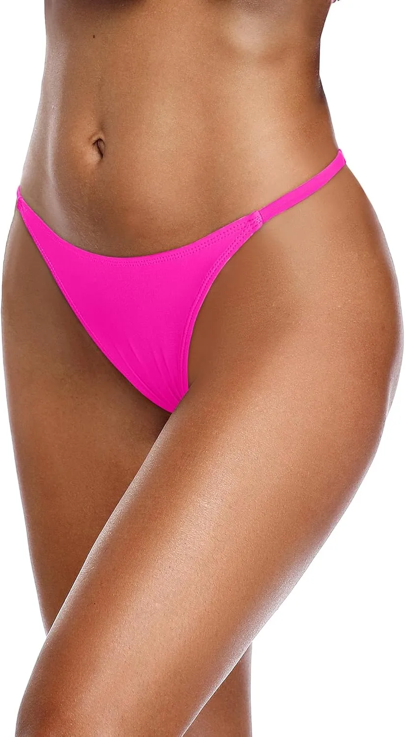 Zmart Women Thong Bikini Bottoms G String Sexy Low Waist Swimsuit Bottom Brazilian Cheeky Bathing Suit Bottoms